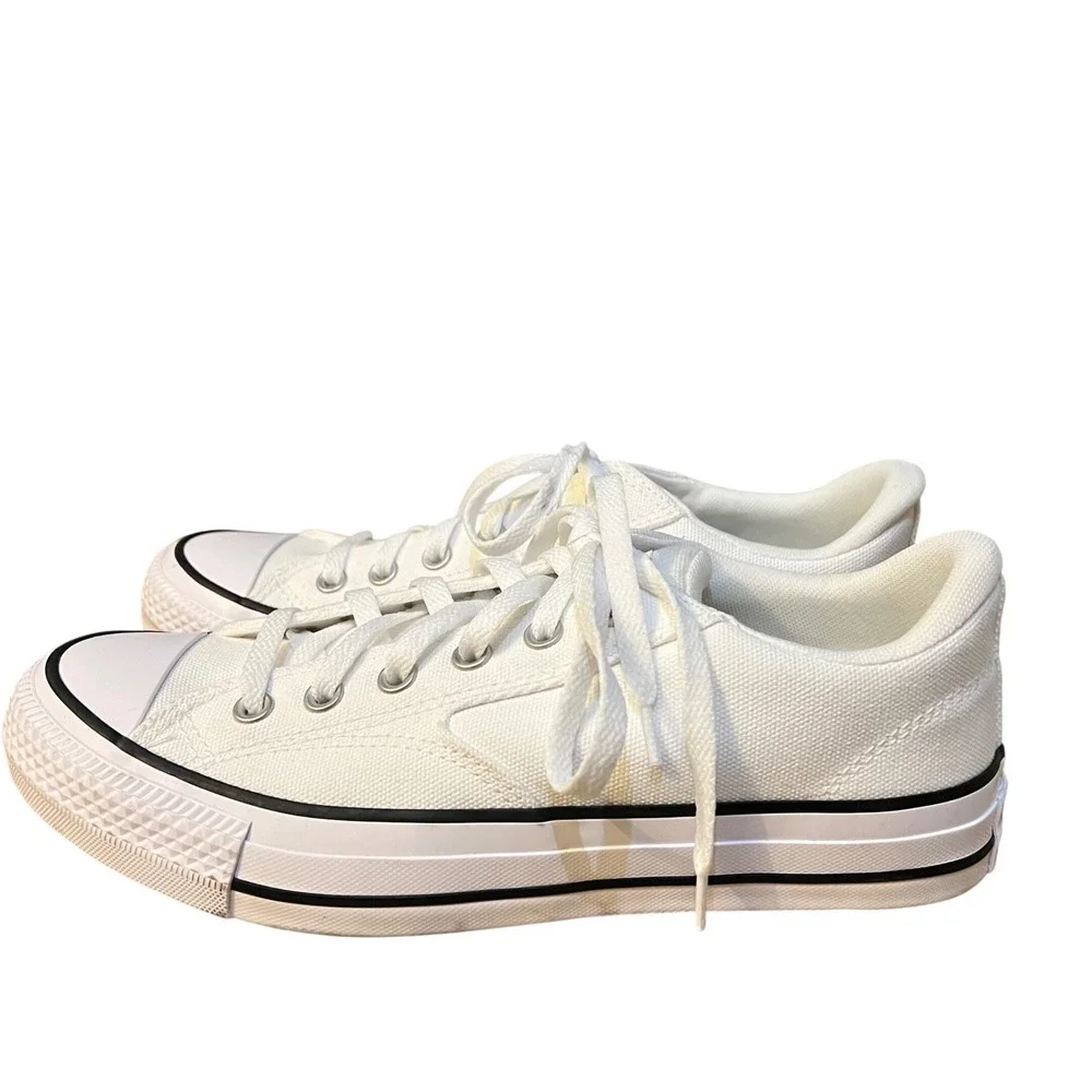 Converse Chuck Taylor All Star Low Top White Canvas Sneakers Men 8.5 Women 10.5 - Picture 1 of 7